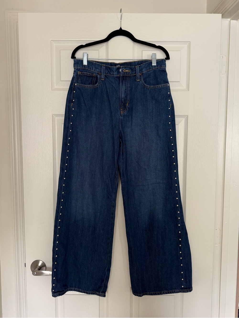 Gap Dark Blue High Rise Wide-Leg Studded Jeans - Women's
